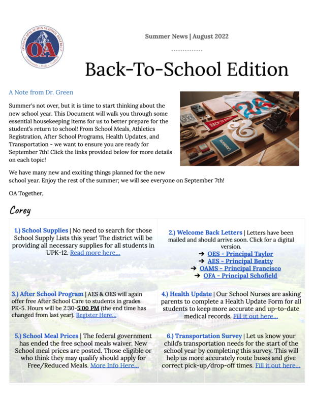 Back-To-School Newsletter - August 2022